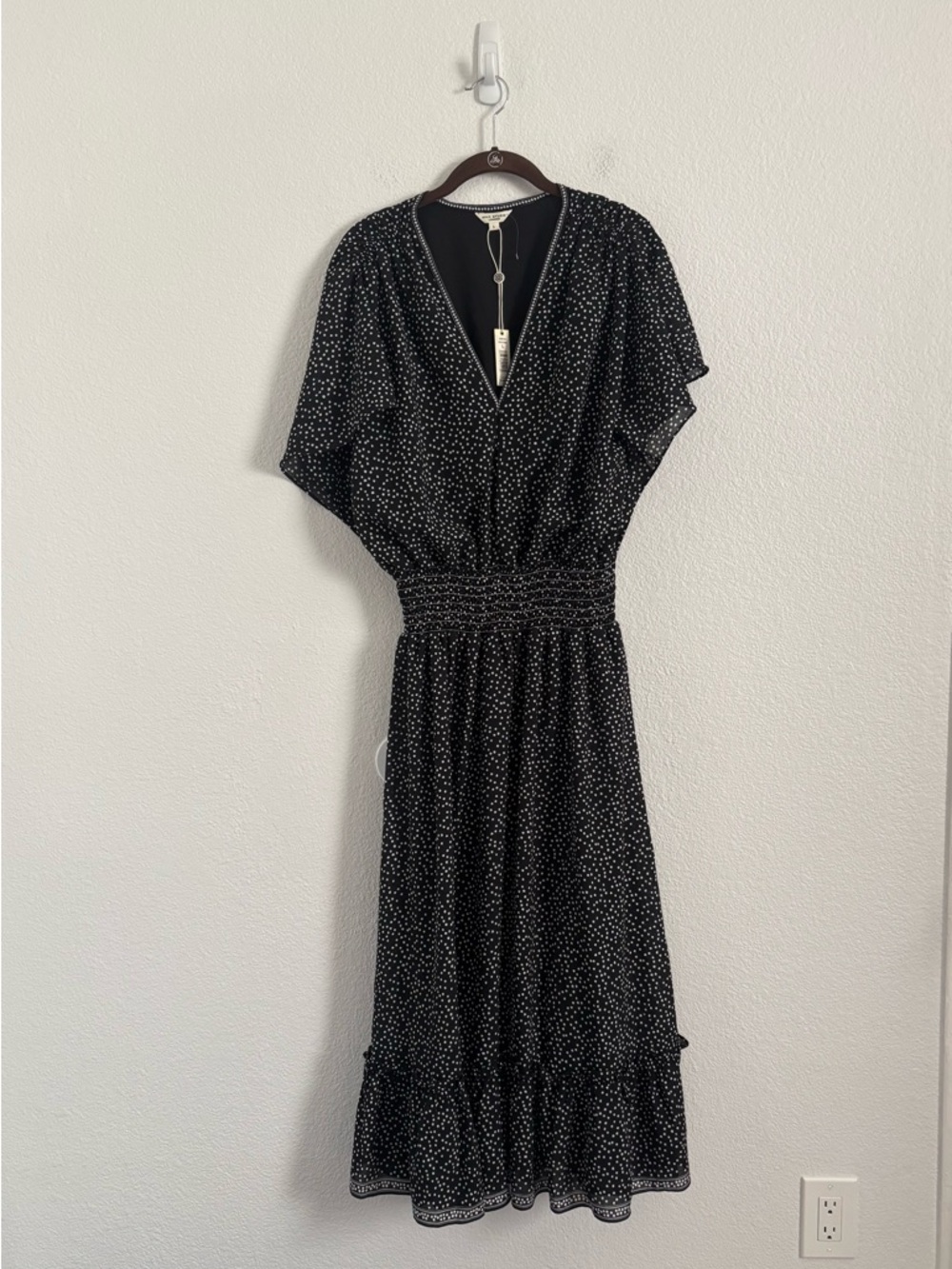 NWT Max Studio Women's Size Large Black/White Polka Dot Maxi Dress